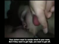 Captions - Your sisters make out for weed
